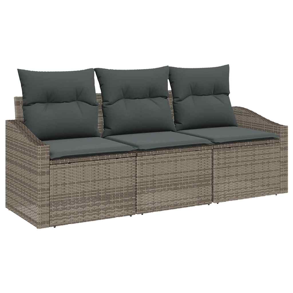 Garden Sofa Set 3 pcs Grey Poly Rattan and Powder-Coated Steel