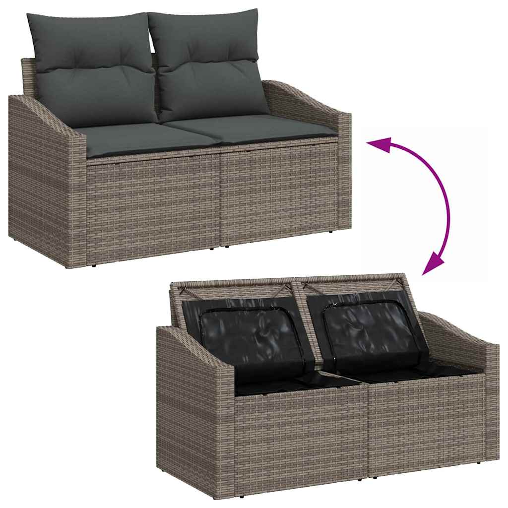 Garden Sofa Set 3 pcs Grey Poly Rattan and Powder-Coated Steel