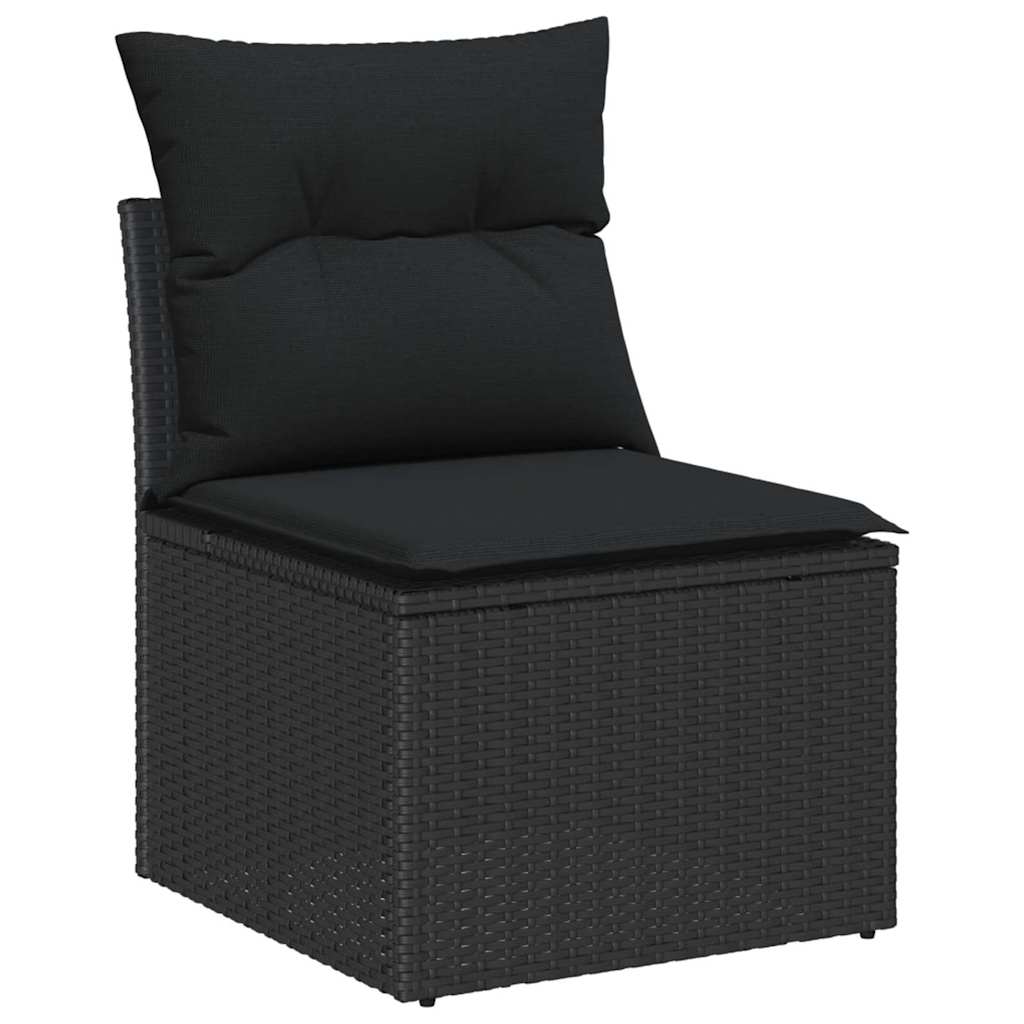 Garden Sofa Set 3 pcs Black Poly Rattan and Powder-Coated Steel