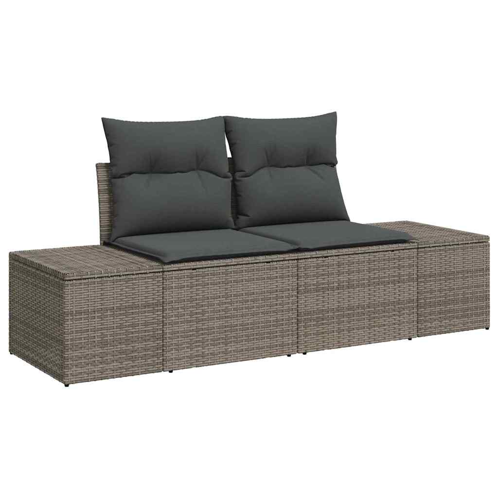Garden Sofa Set with Cushion 4 pcs Grey Poly Rattan