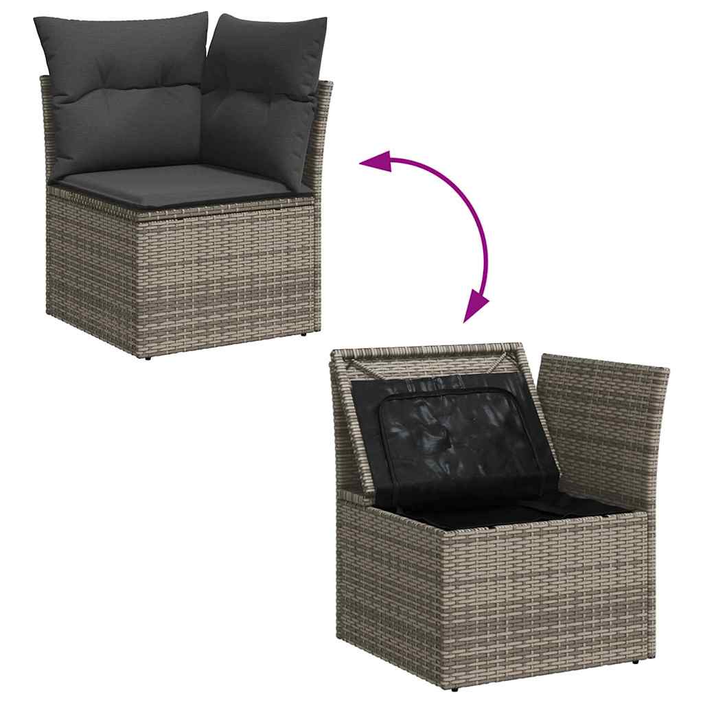 Garden Sofa Set with Cushion 4 pcs Grey Poly Rattan