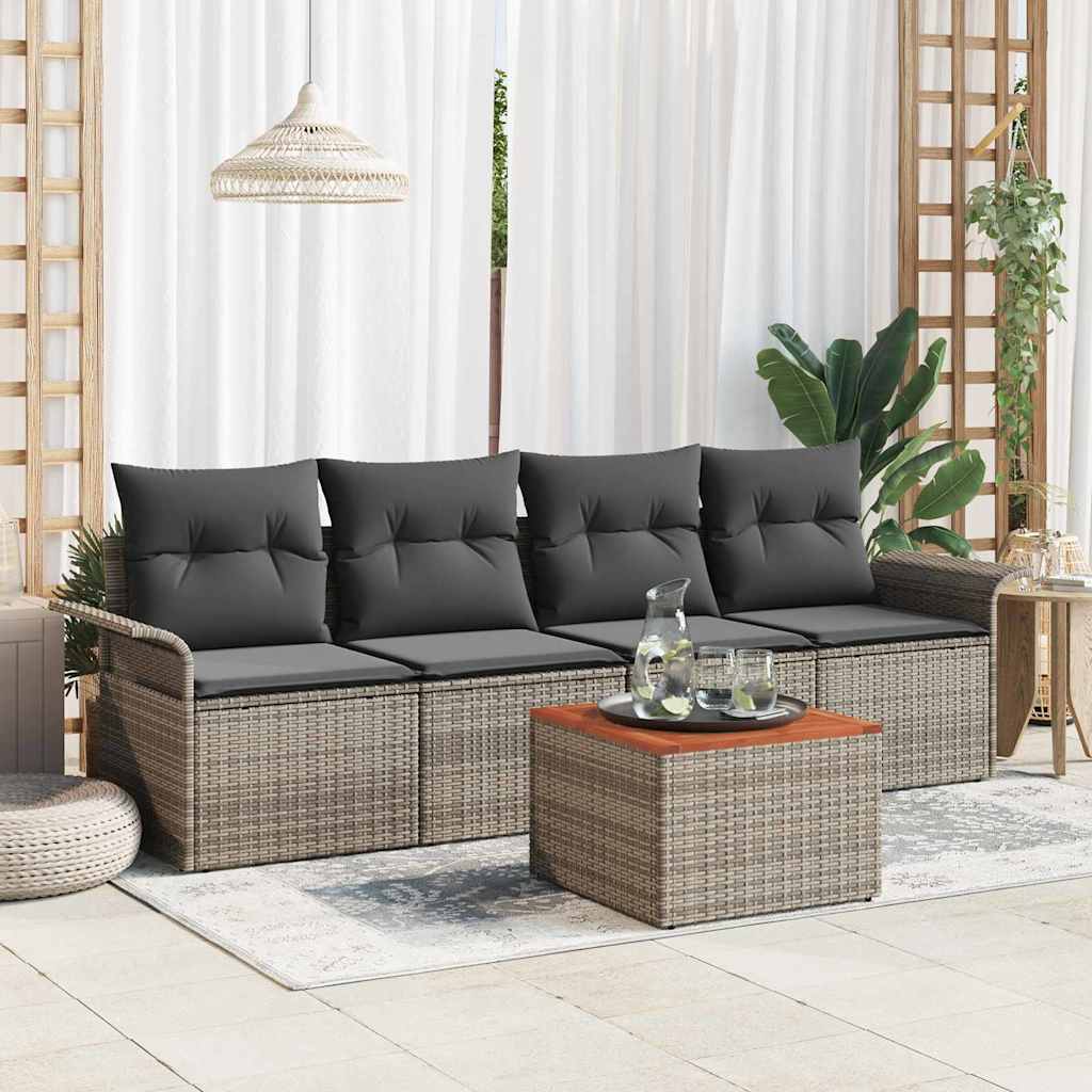 Garden Sofa Set with Cushion with Storage Manual 5 pcs Grey