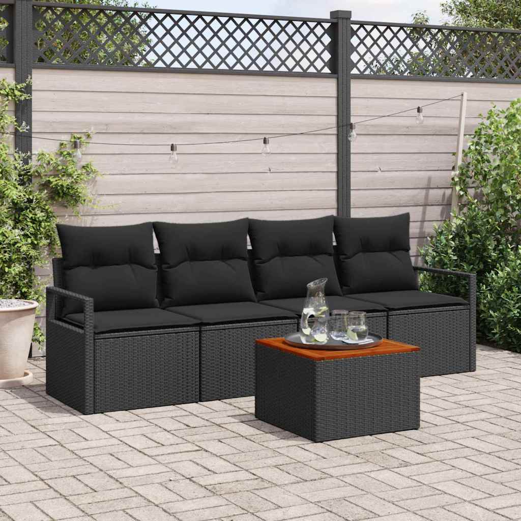 Garden Sofa Set 5 pcs Black