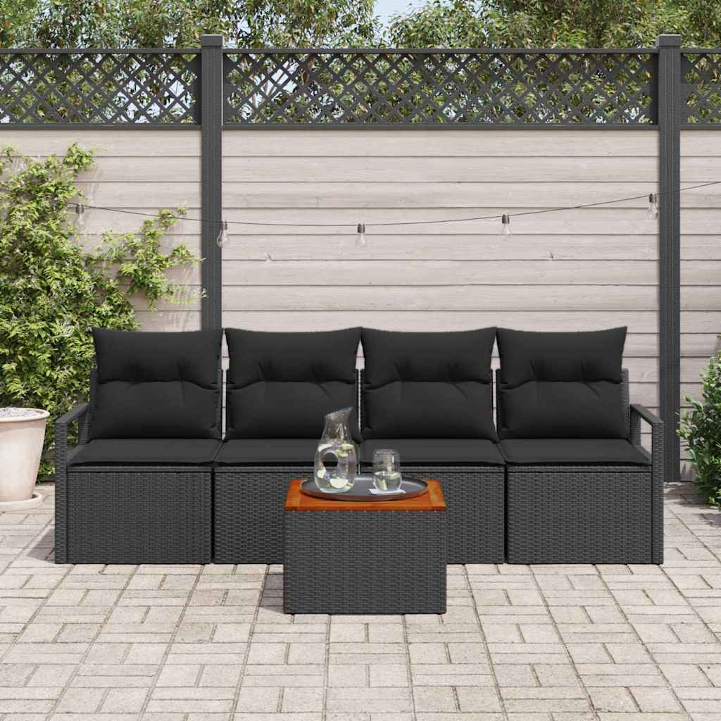 Garden Sofa Set 5 pcs Black