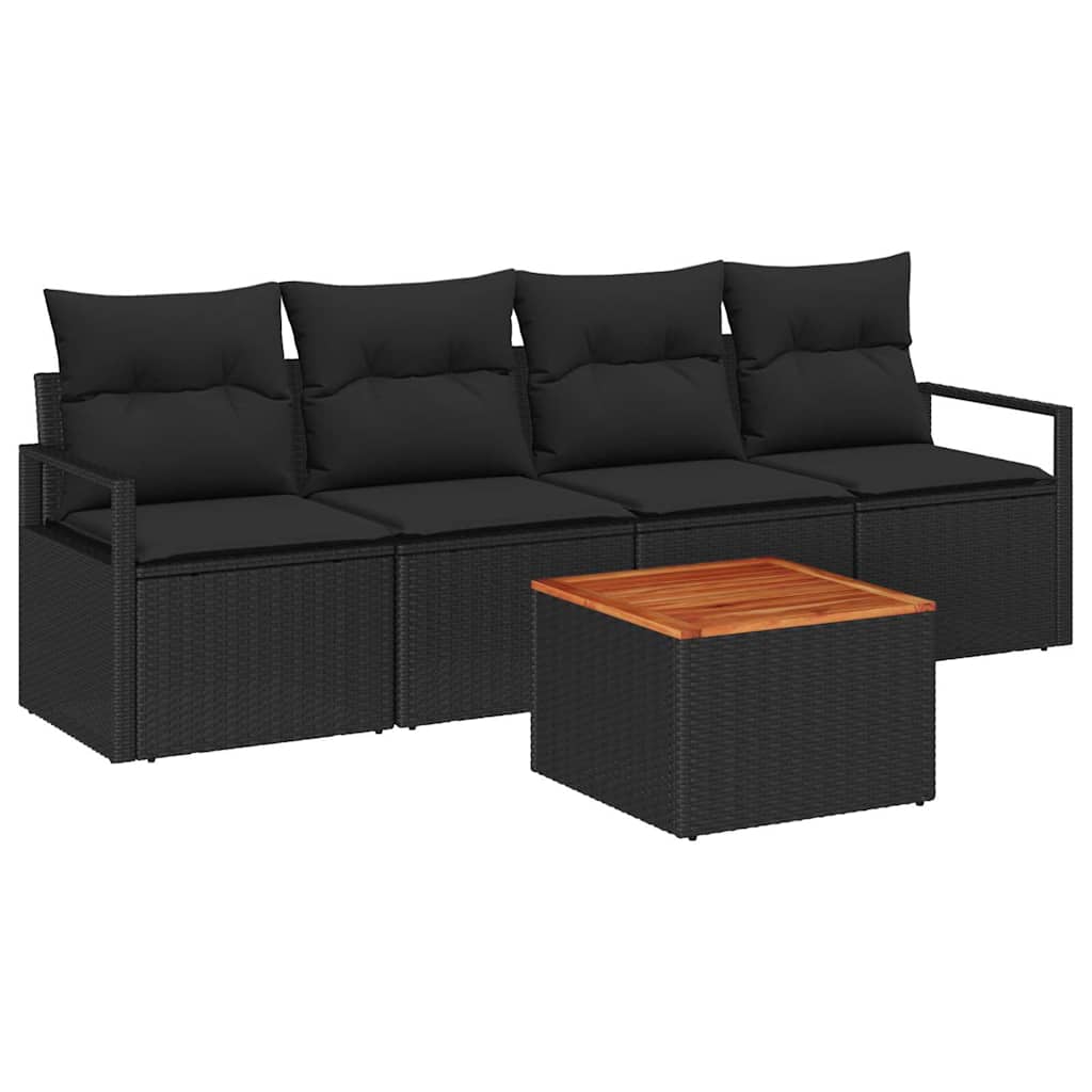 Garden Sofa Set 5 pcs Black