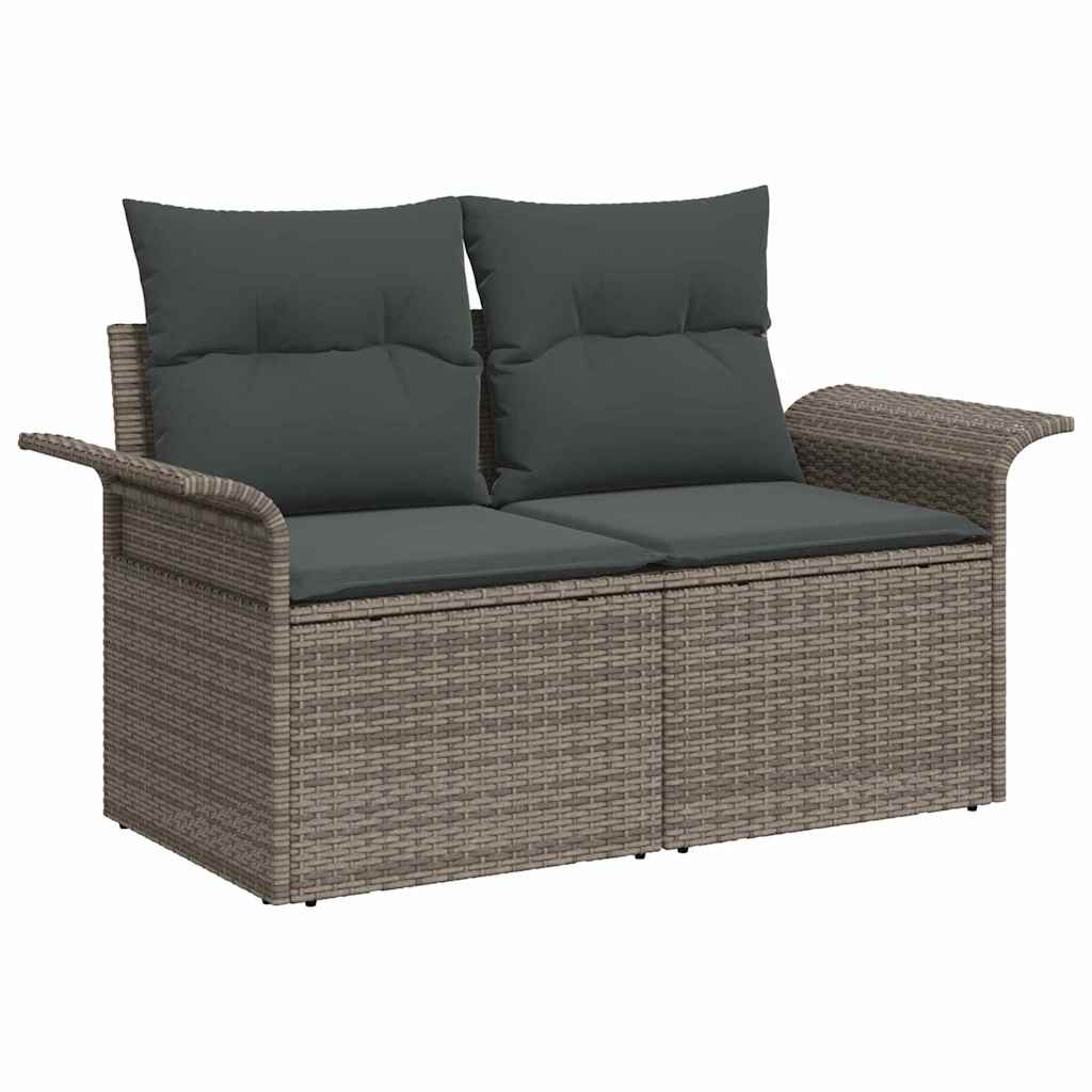 Garden Sofa Set with Cushion Manual 5 pcs Grey Poly Rattan