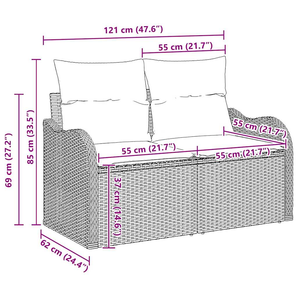 Garden Sofa Set with Cushion Manual 4 pcs Grey Poly Rattan