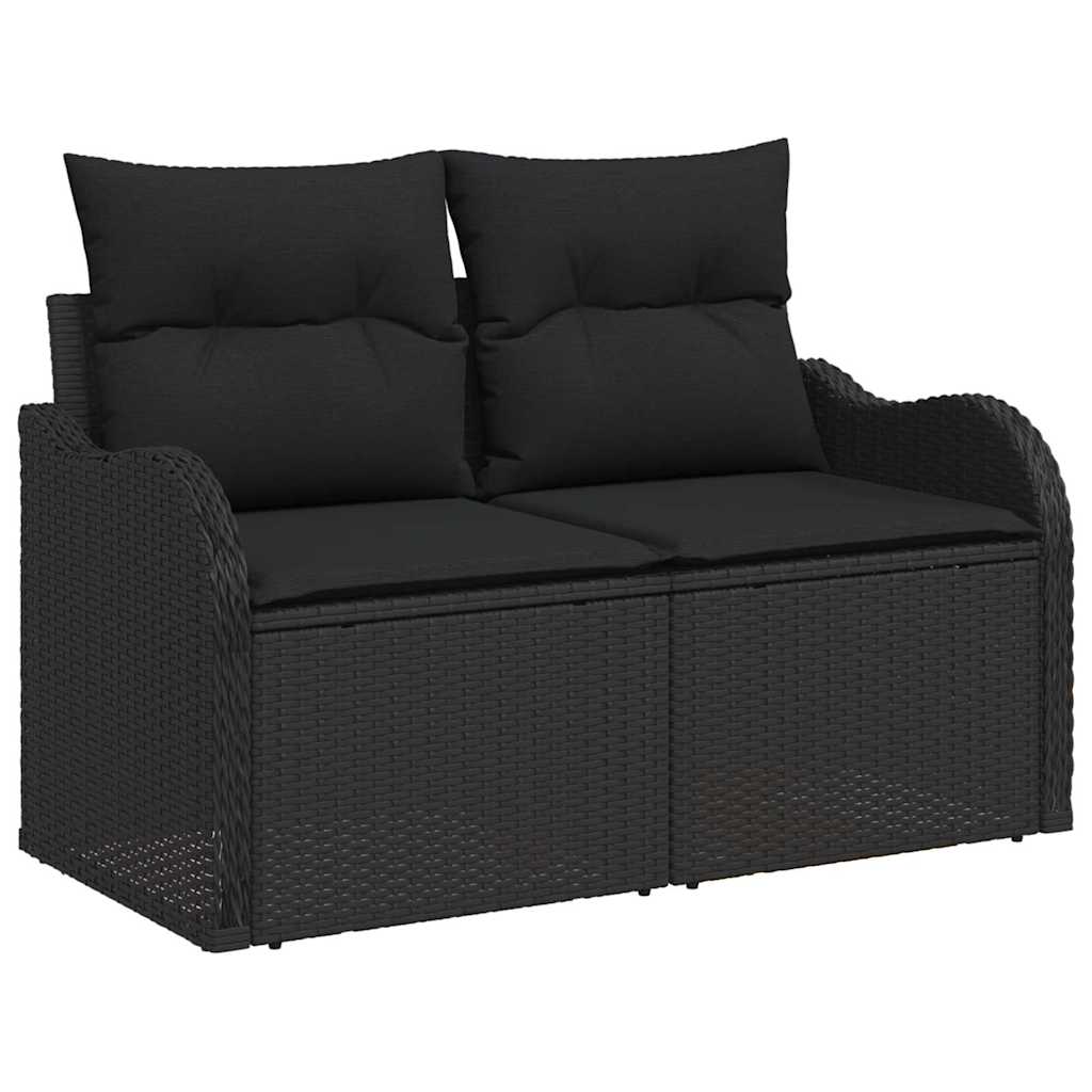 Garden Sofa Set with Cushion Manual 4 pcs Black Poly Rattan