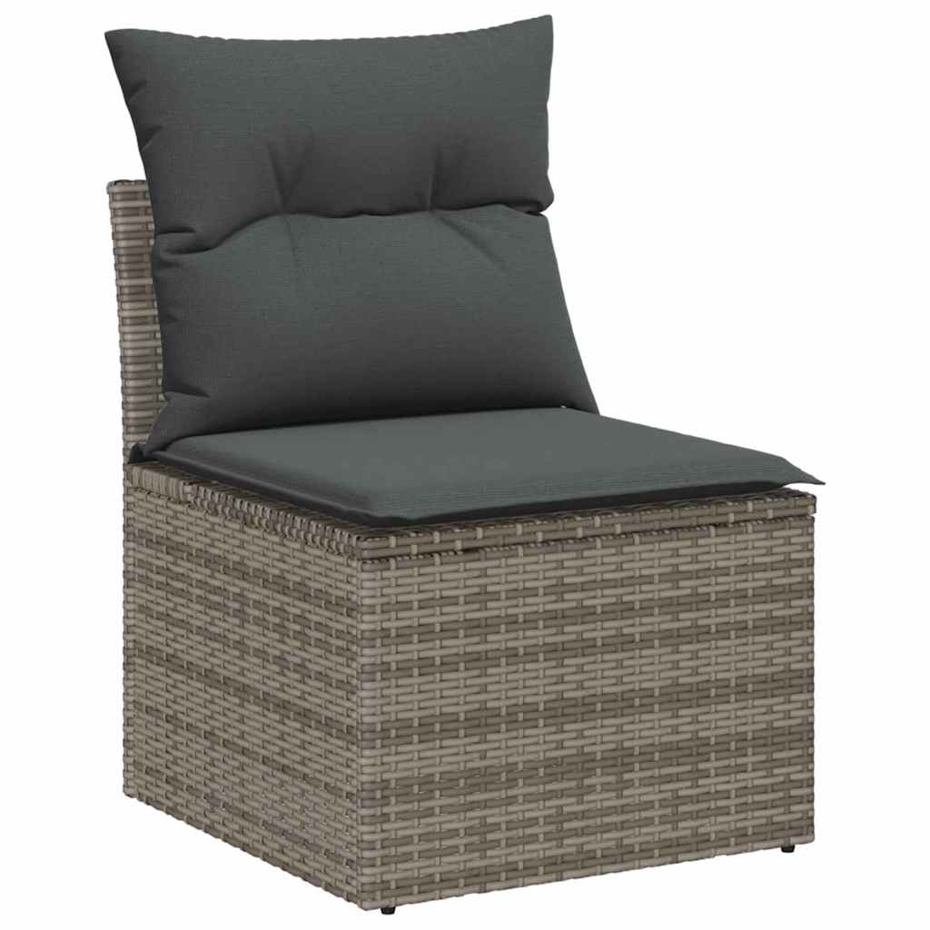 Garden Sofa Set with Cushion Manual 5 pcs Grey Poly rattan