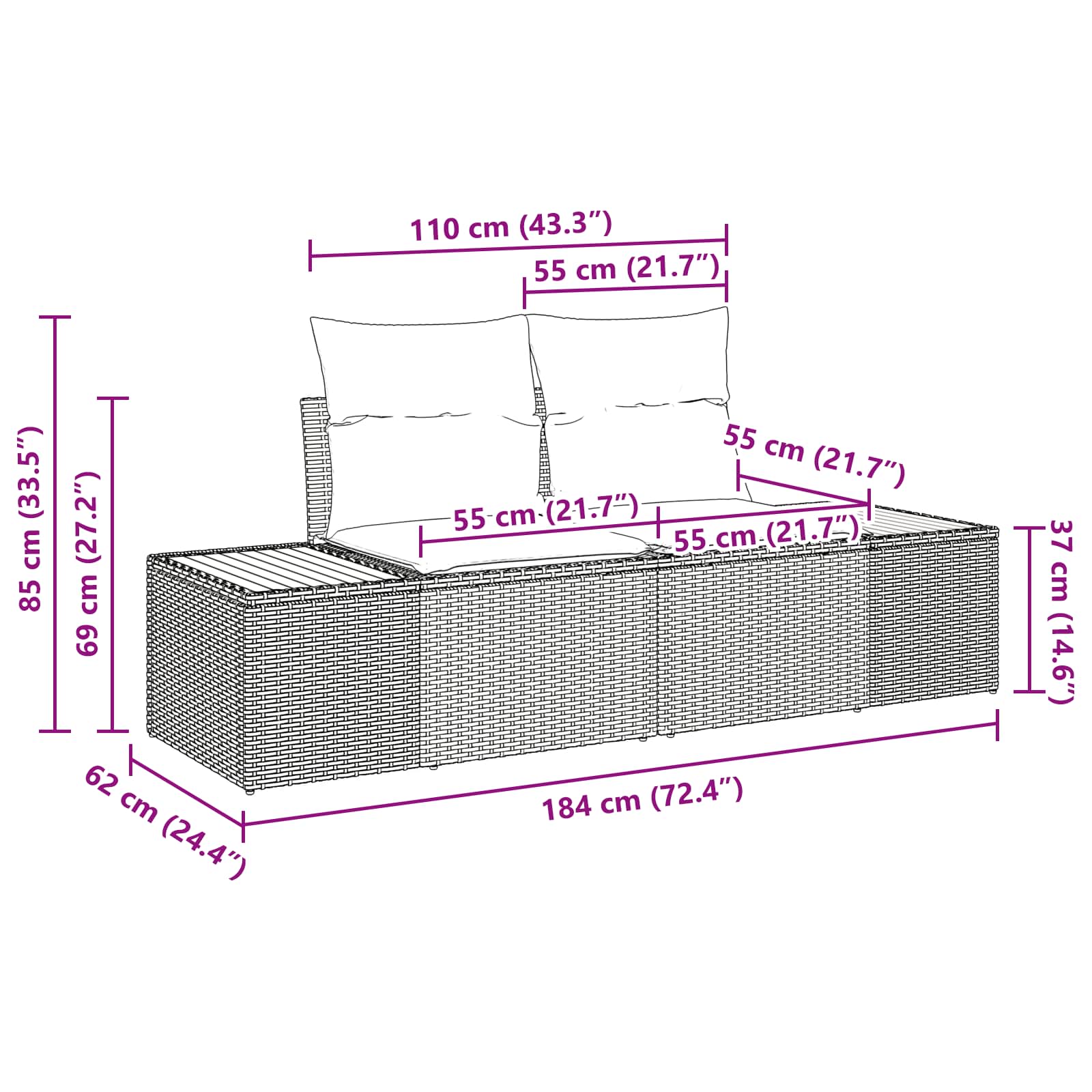 Garden Sofa Set with Cushion 4 pcs Black Poly rattan