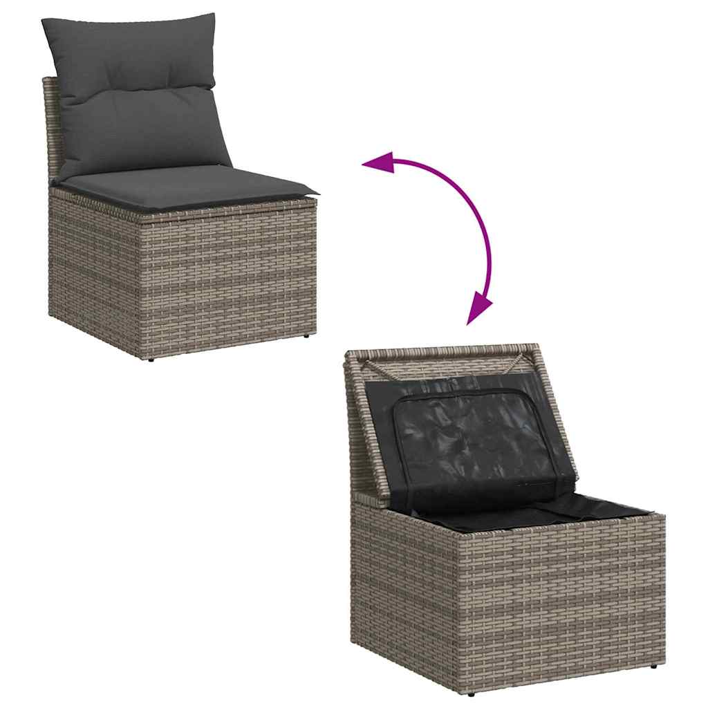 Garden Sofa Set with Cushion 4 pcs Grey Poly rattan