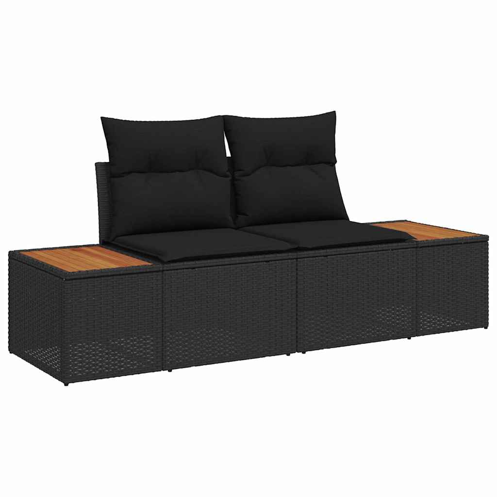 Garden Sofa Set with Cushion 4 pcs Black Poly Rattan
