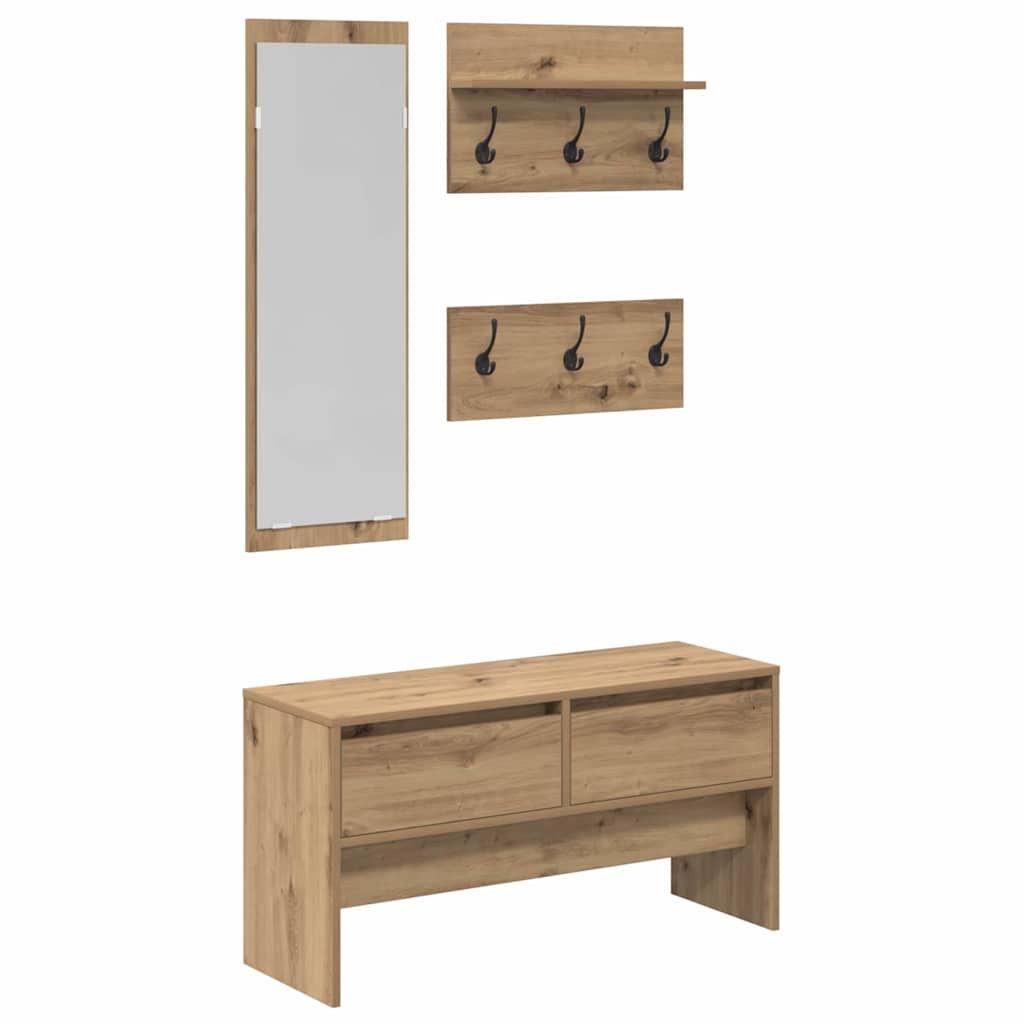 Hallway Furniture Set 4 pcs Black oak Engineered wood