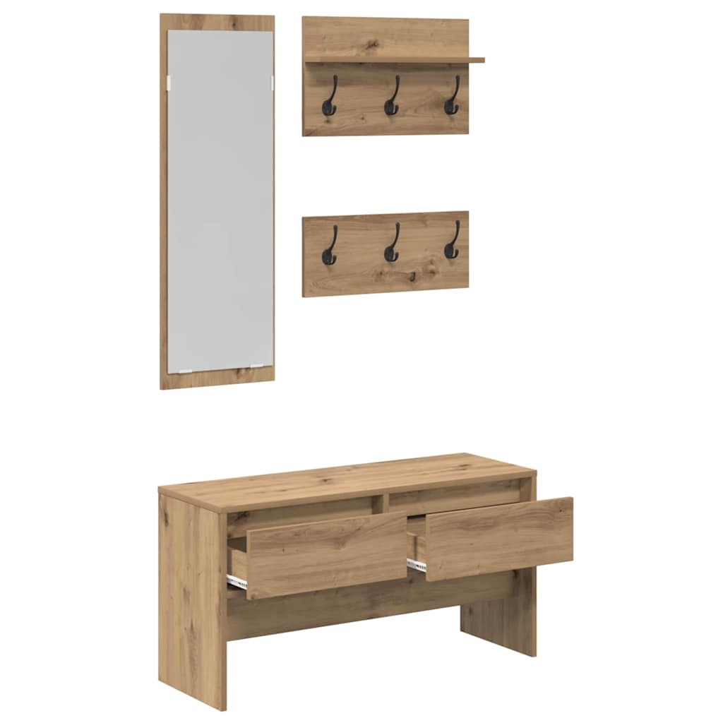 Hallway Furniture Set 4 pcs Black oak Engineered wood
