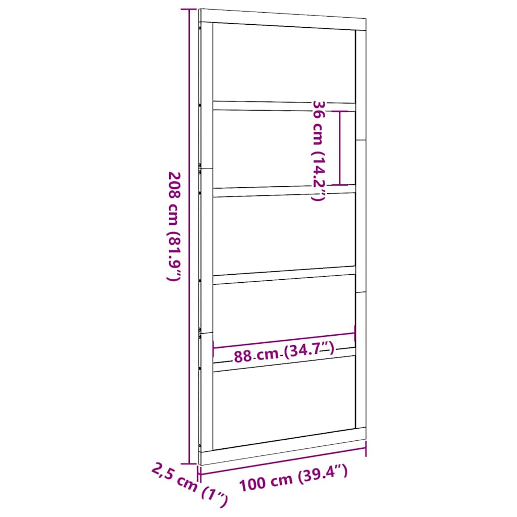 Barn Door Natural 100 x 208 cm Solid Pine wood