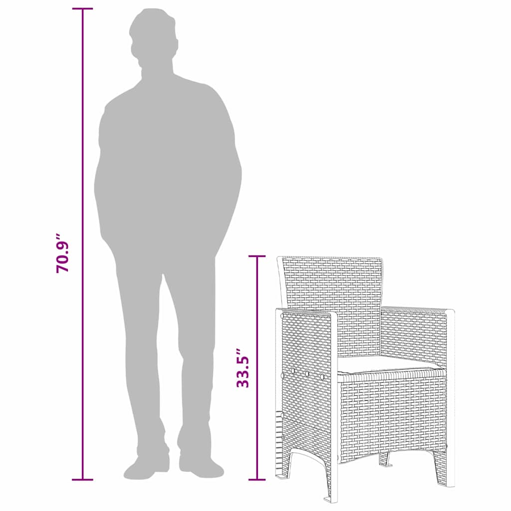 Garden Chair 4 pcs Brown 53 x 49 x 85 cm PP