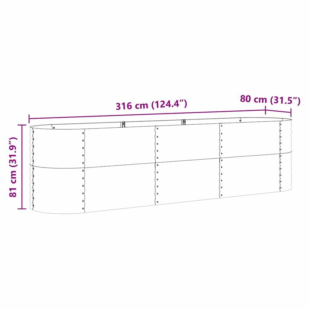 Garden Raised Bed Brown 320 x 80 x 81 cm Steel
