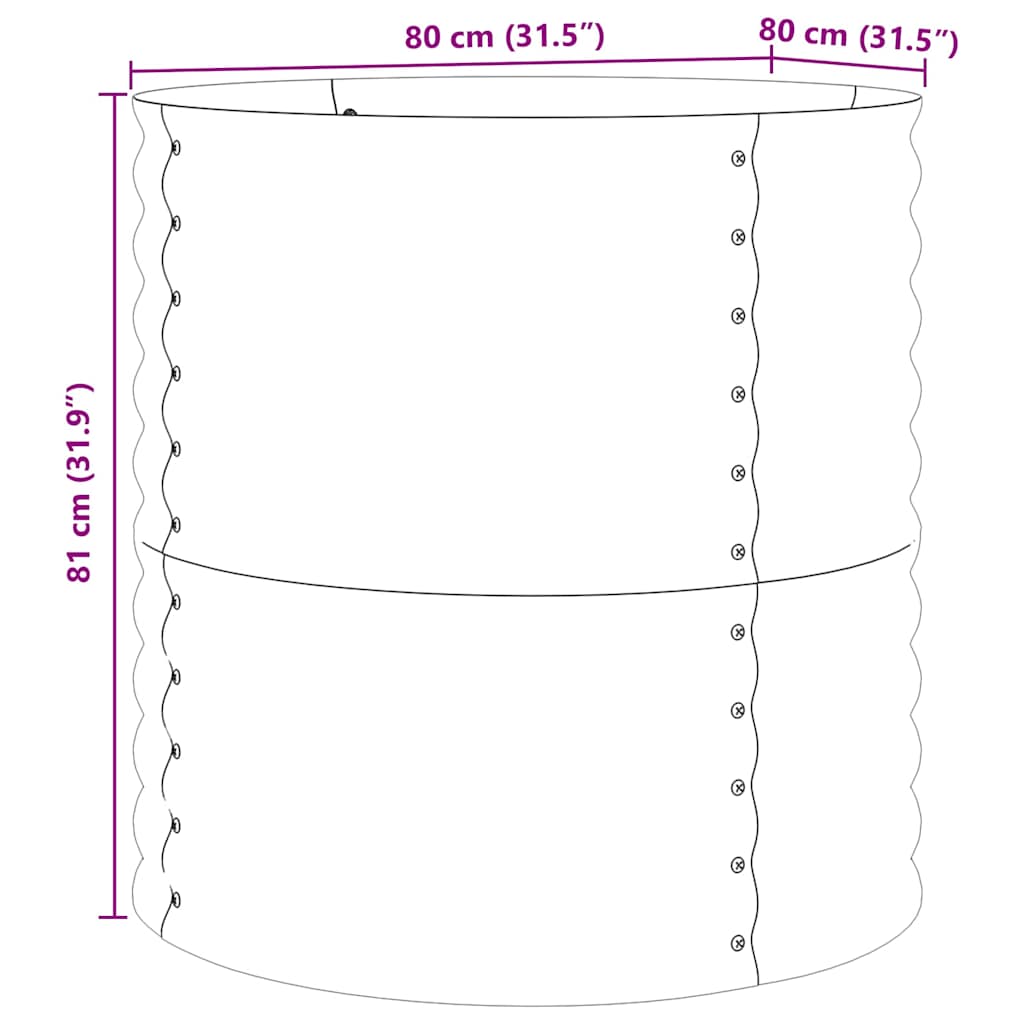Garden Raised Bed Brown 80 x 80 x 81 cm Steel