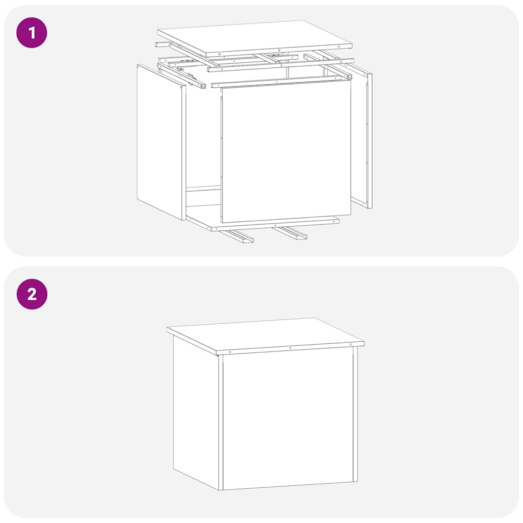 Outdoor Storage Box with Storage Black 55 x 50,5 x 50 cm Steel