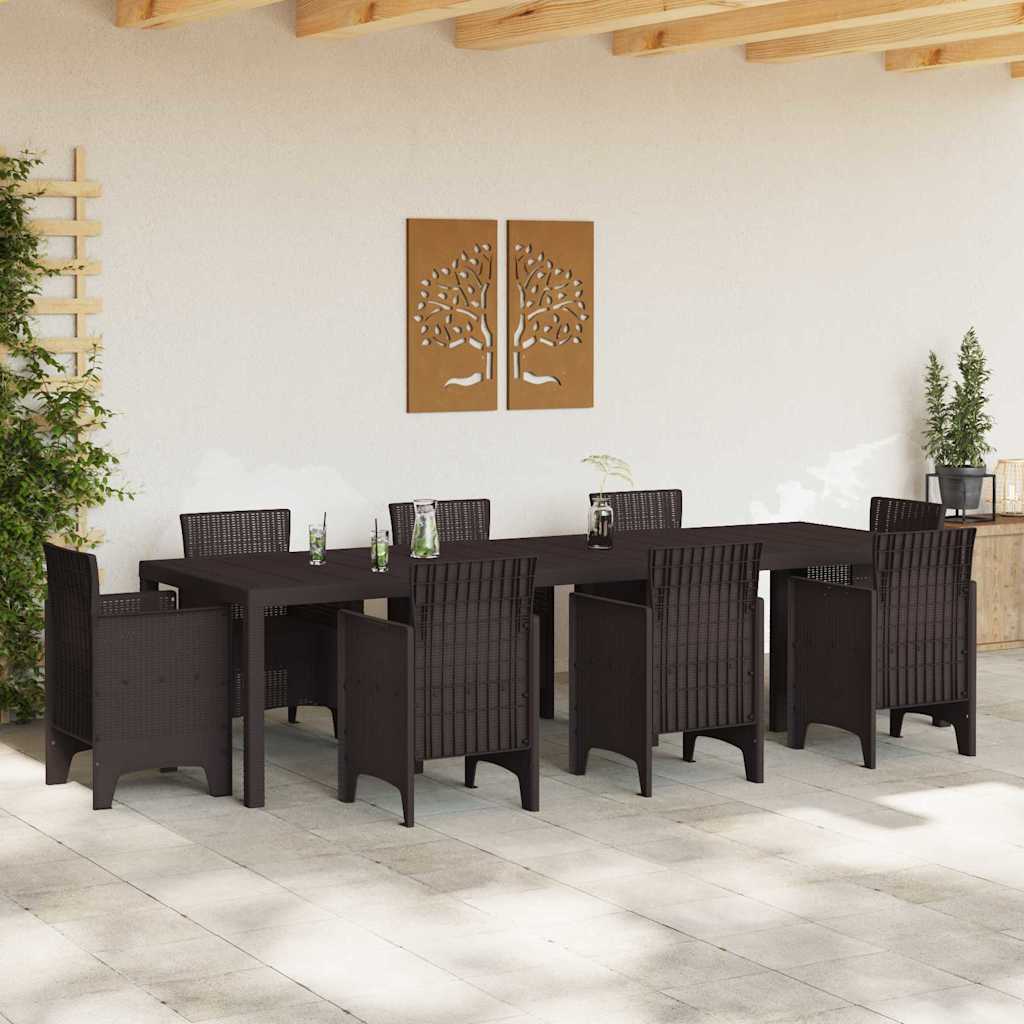 Garden Table Brown 300 x 100 x 73 cm Poly Rattan