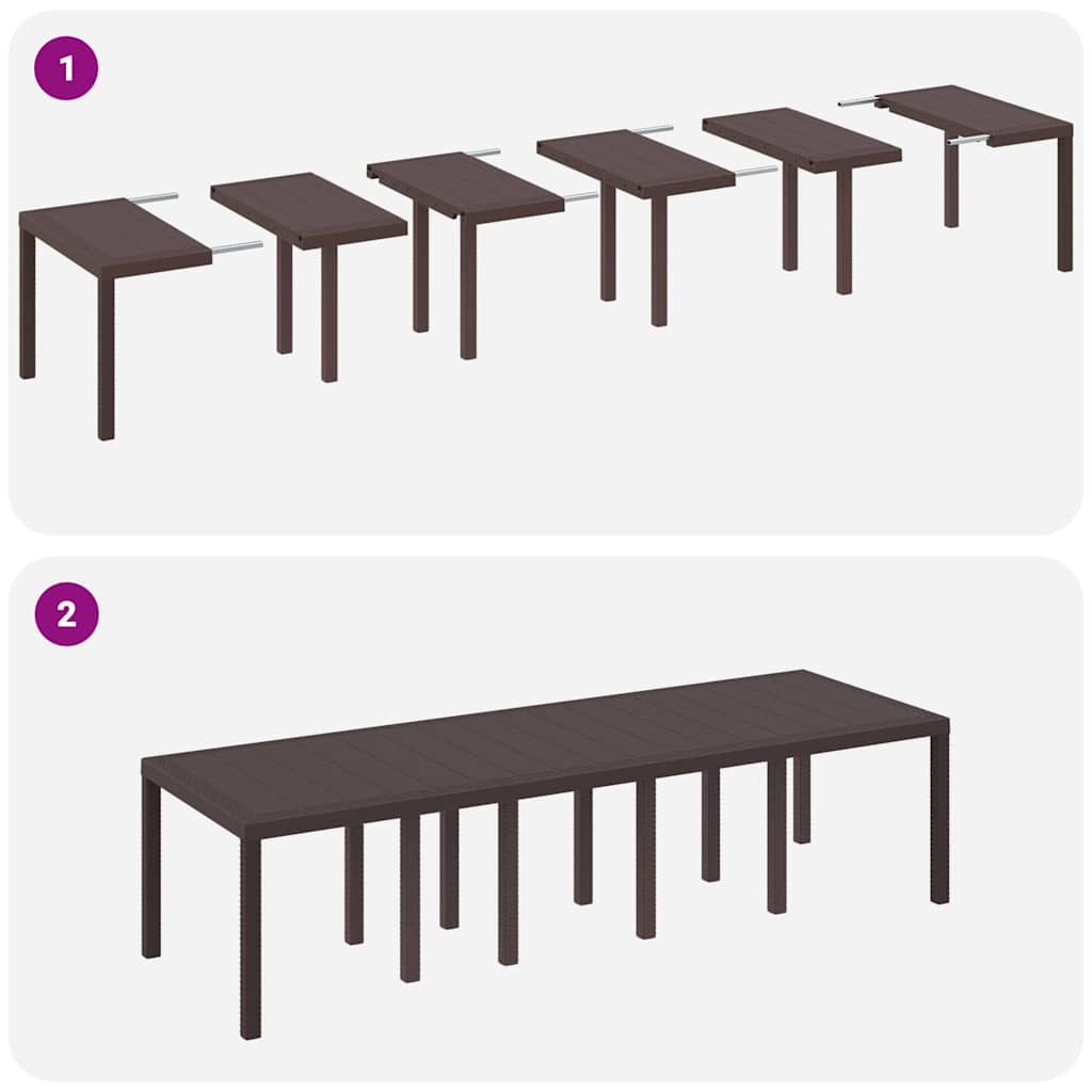 Garden Table Brown 300 x 100 x 73 cm Poly Rattan