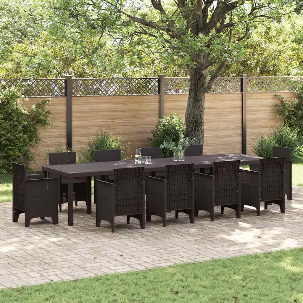 Garden Table Brown 350 x 100 x 73 cm Poly Rattan