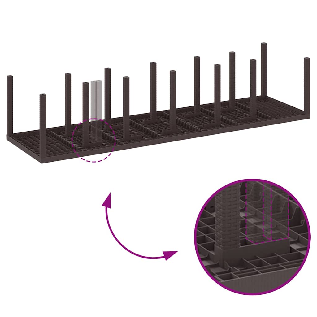 Garden Table Brown 350 x 100 x 73 cm Poly Rattan