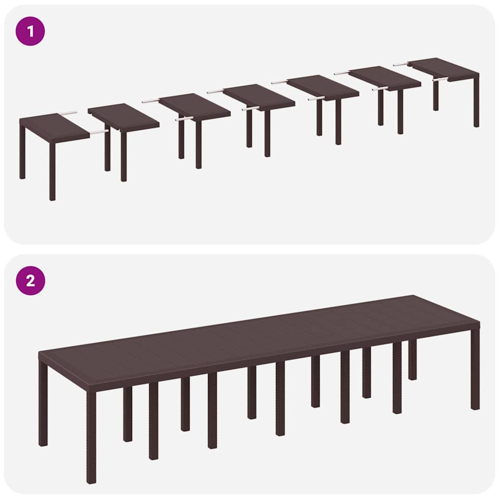 Garden Table Brown 350 x 100 x 73 cm Poly Rattan