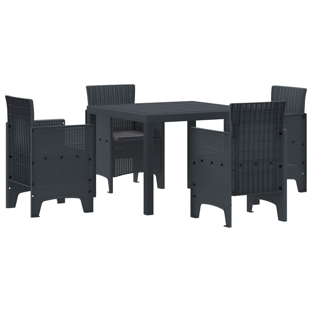 Garden Dining Set 5 pcs Anthracite Polt rattan