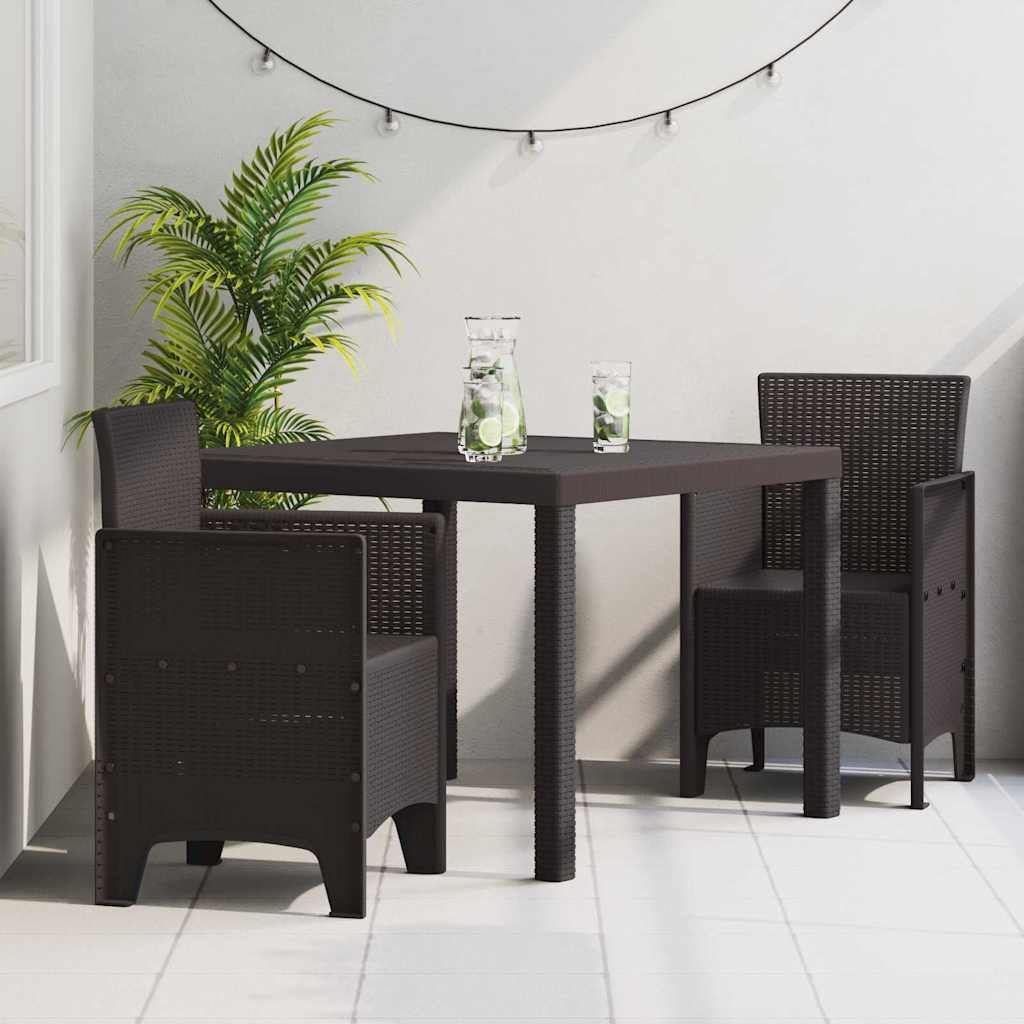 Garden Dining Set 3 pcs Brown Polt rattan
