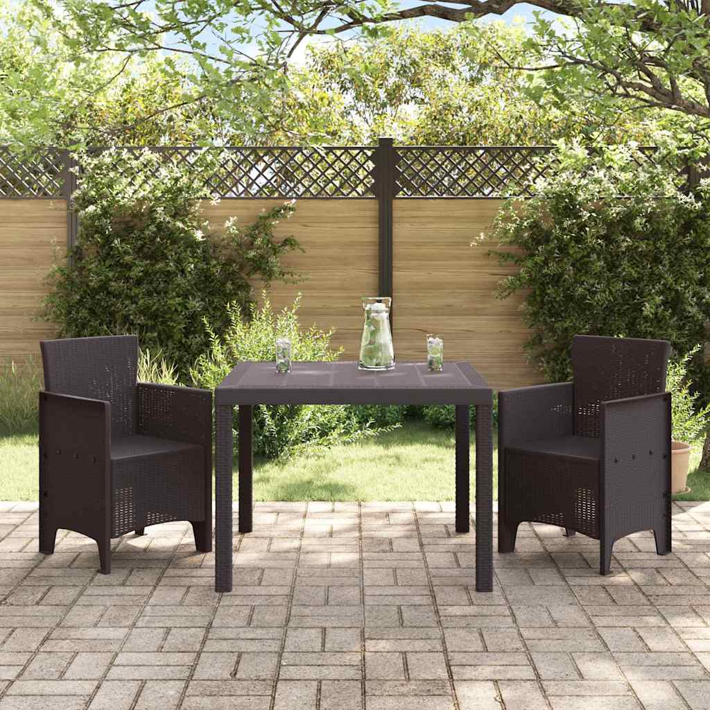 Garden Dining Set 3 pcs Brown Polt rattan