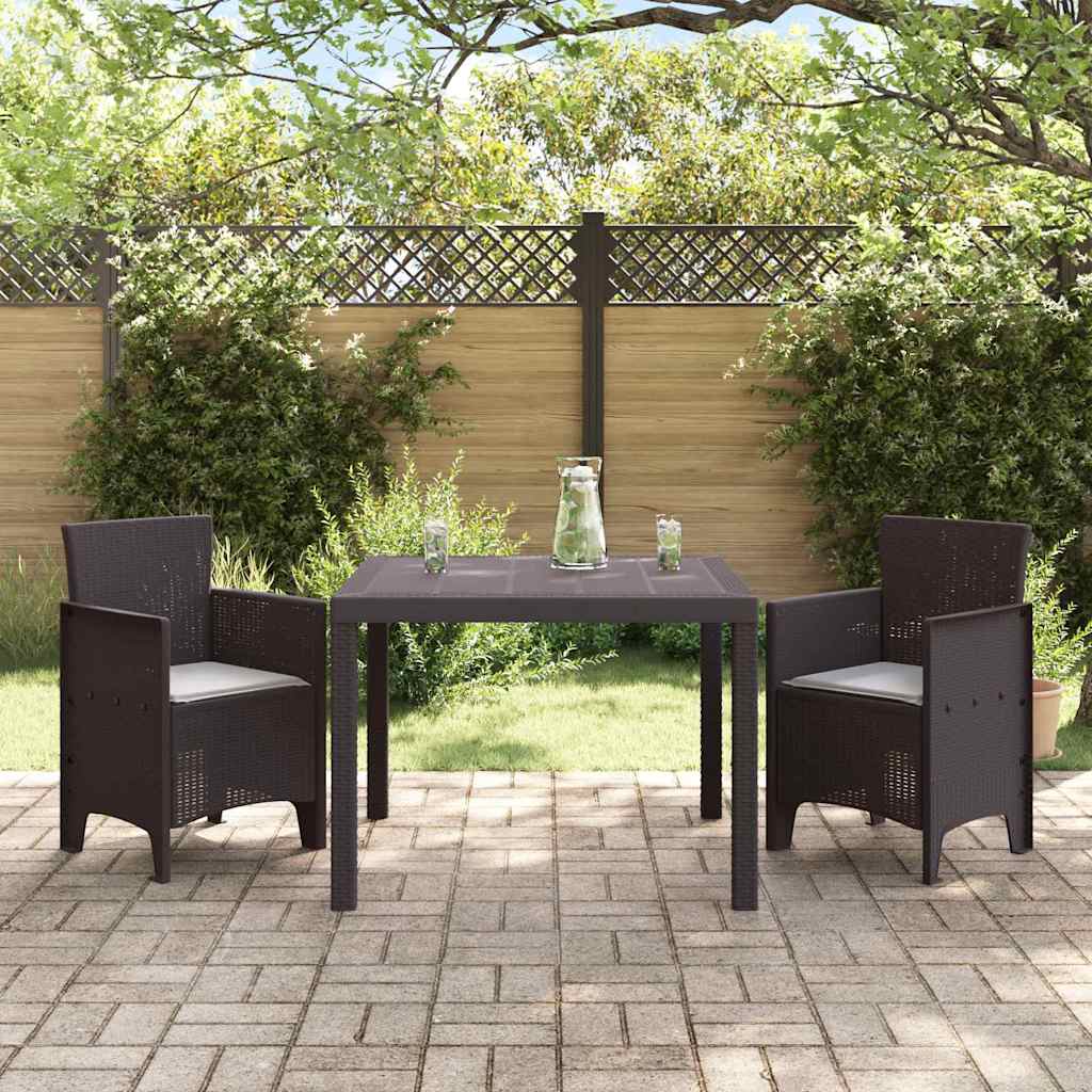 Garden Dining Set 3 pcs Brown Polt rattan