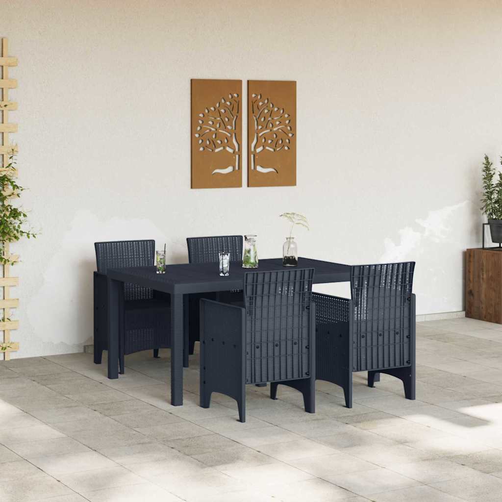 Garden Dining Set 5 pcs Anthracite Polt rattan