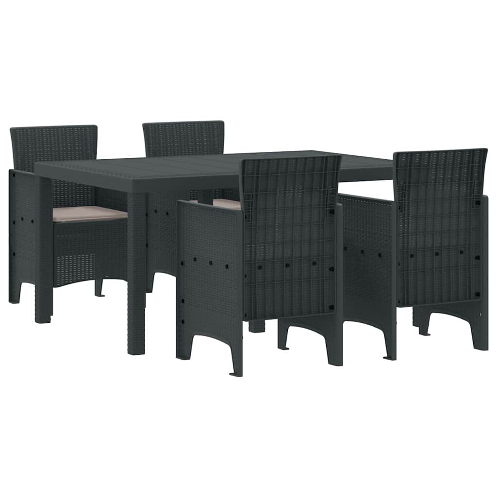 Garden Dining Set 5 pcs Anthracite Polt rattan