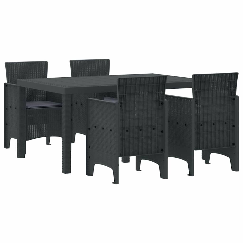 Garden Dining Set 5 pcs Anthracite Polt rattan