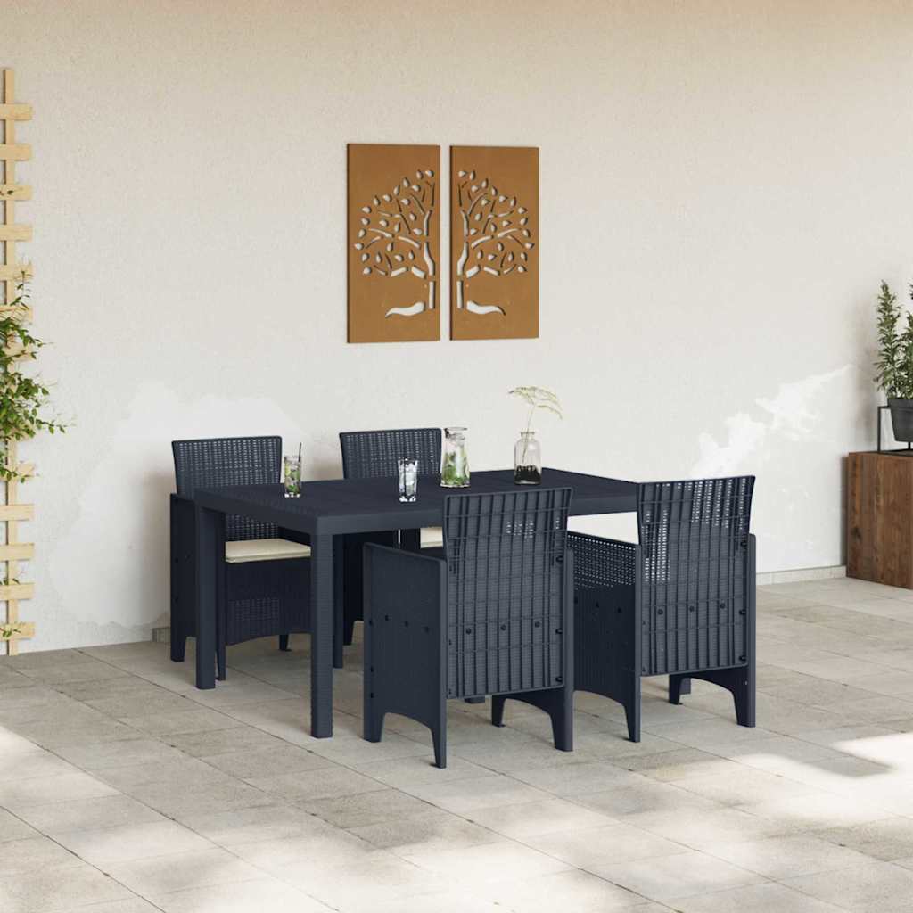 Garden Dining Set 5 pcs Anthracite Polt rattan