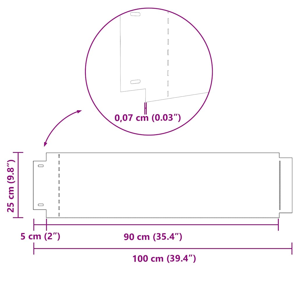 Lawn Edgings 5 pcs Silver 100 x 25 x 0.07 cm Galvanised steel