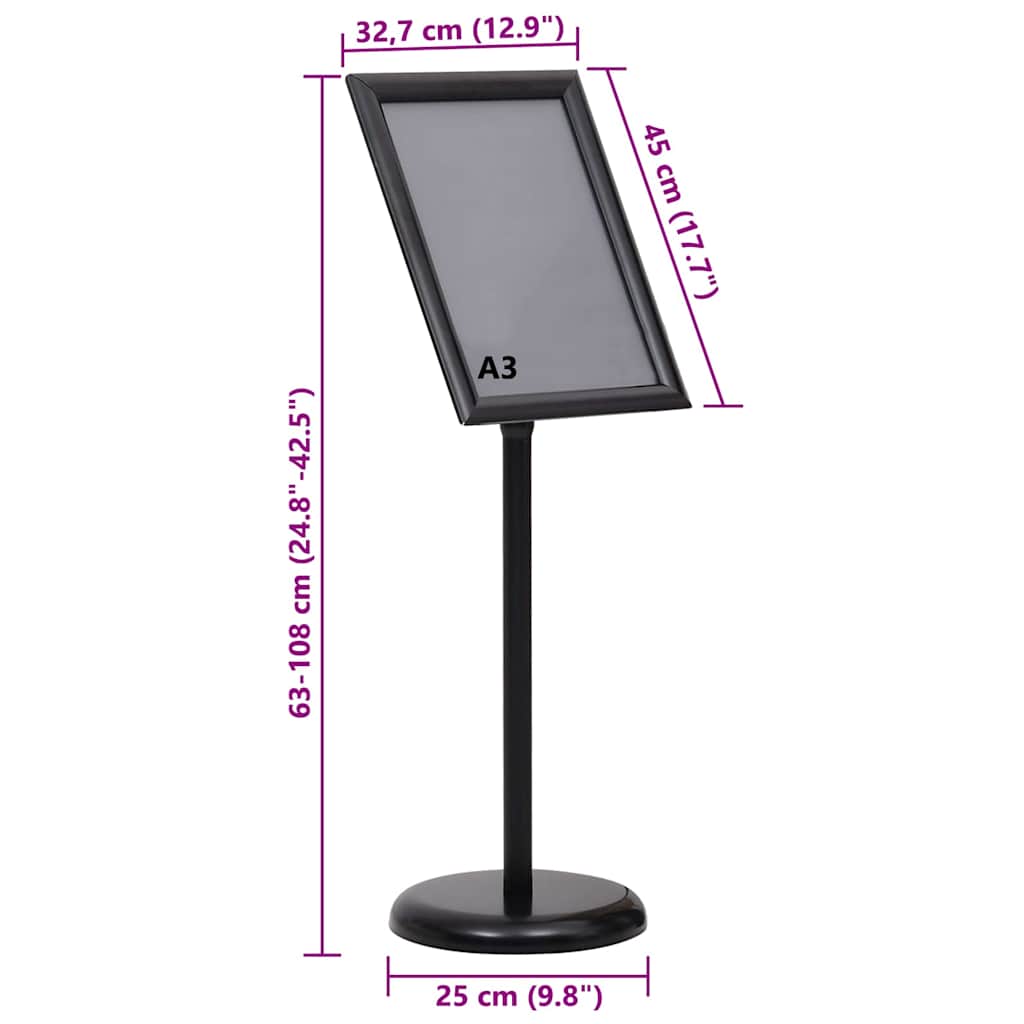 Poster Stands 2 pcs Black 45 x 33 x 88 cm Aluminium alloy