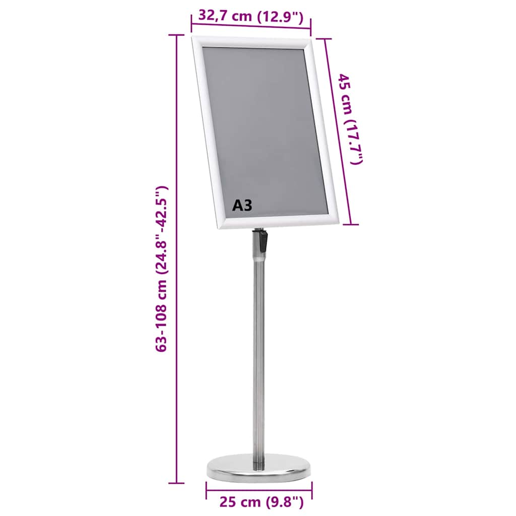 Poster Stands 2 pcs Silver 45 x 33 x 88 cm Aluminium alloy