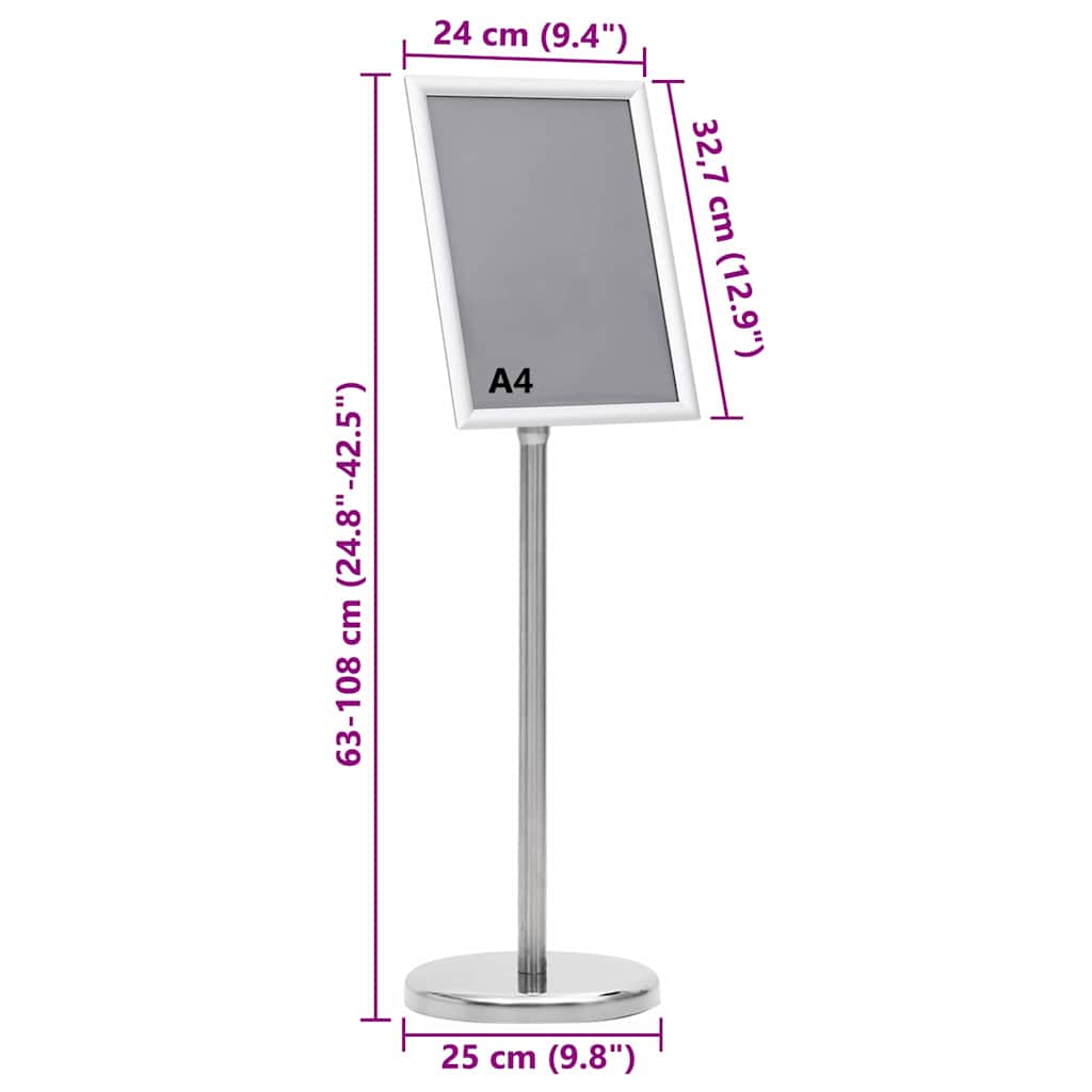 Poster Stands 2 pcs Silver 32.5 x 24 x 78 cm Aluminium alloy