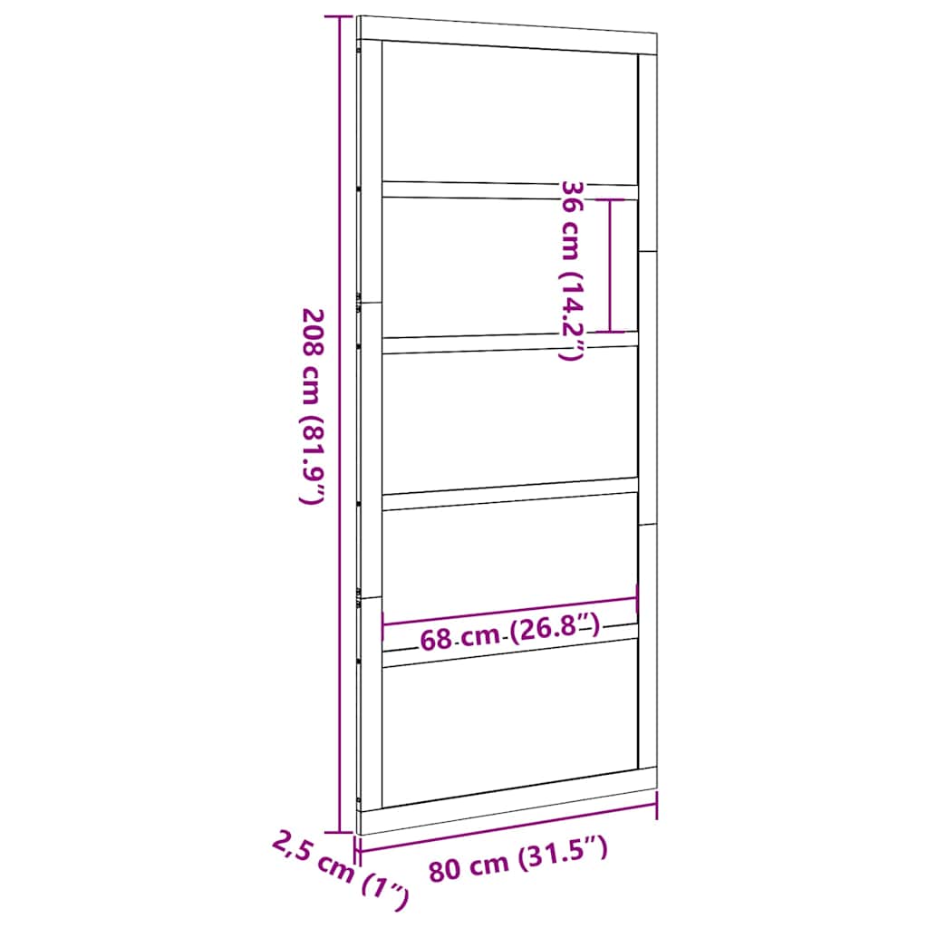 Barn Door White 80 x 208 cm Solid Pine wood