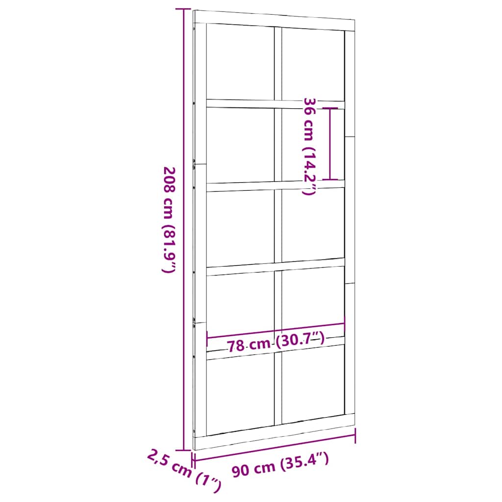 Barn Door Wax brown 90 x 210 cm Solid pine wood