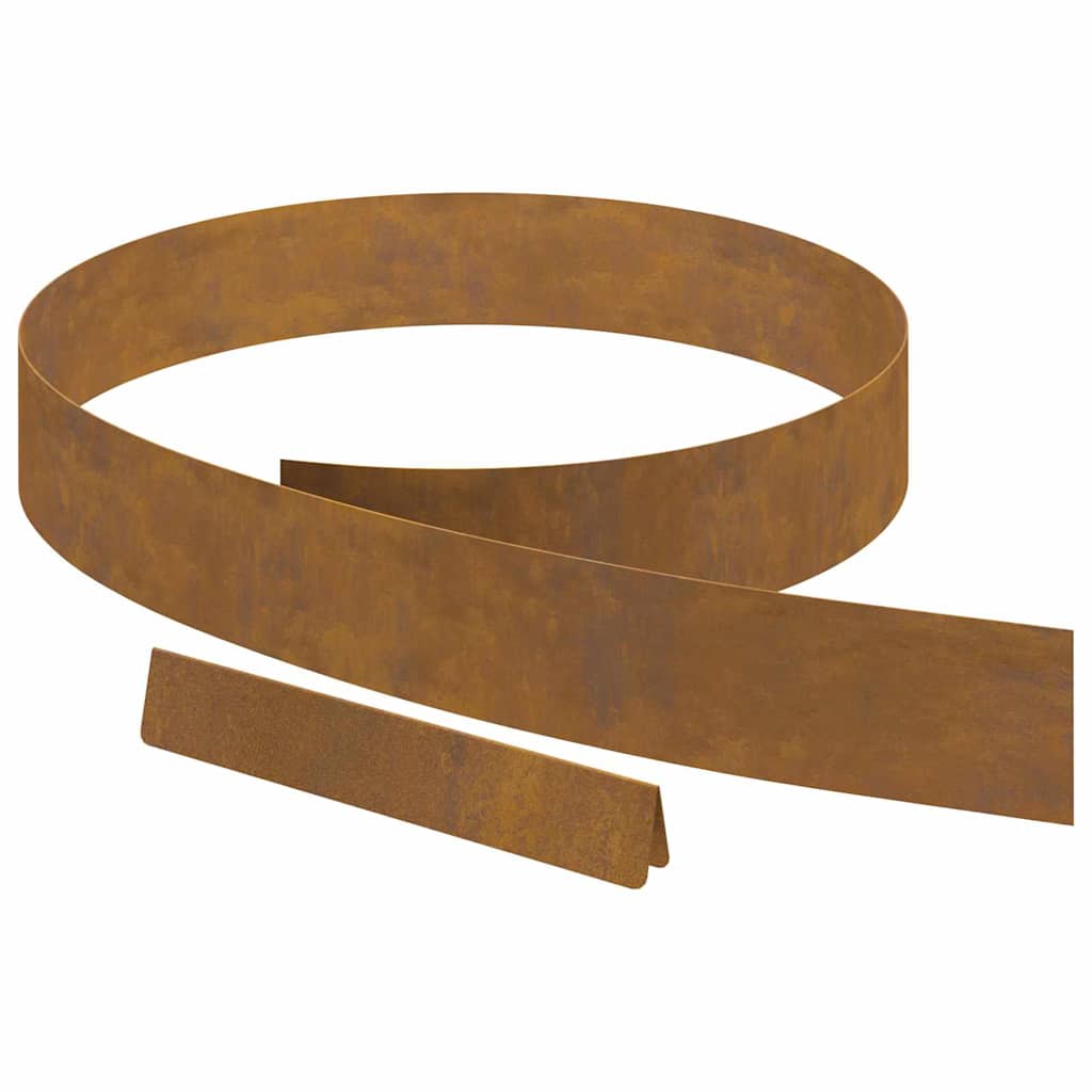 Lawn Edging 4 pcs Rusty 450 x 0.05 x 15 cm Weathering Steel