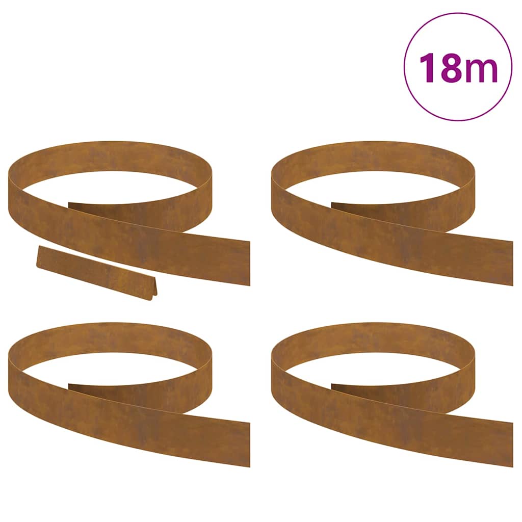 Lawn Edging 4 pcs Rusty 450 x 0.05 x 15 cm Weathering Steel