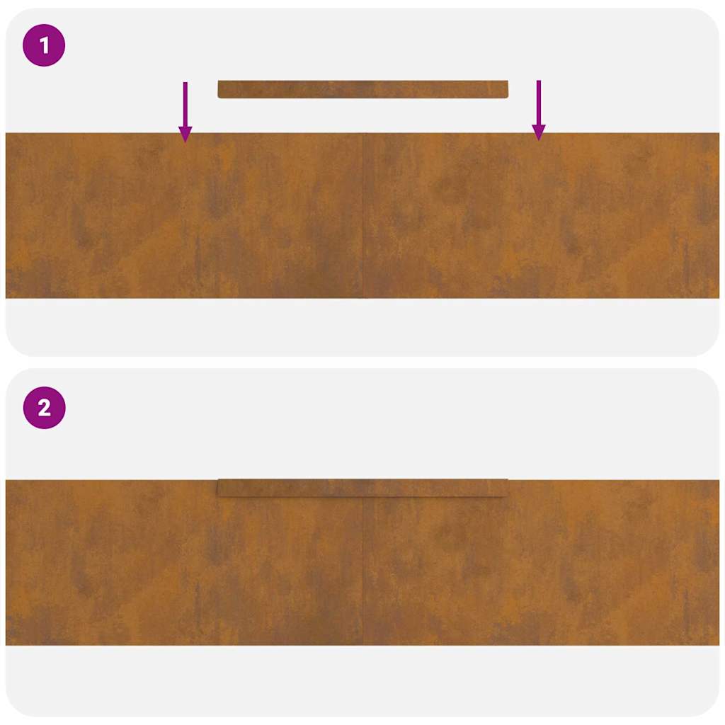 Lawn Edging 4 pcs Rusty 450 x 0.05 x 15 cm Weathering Steel