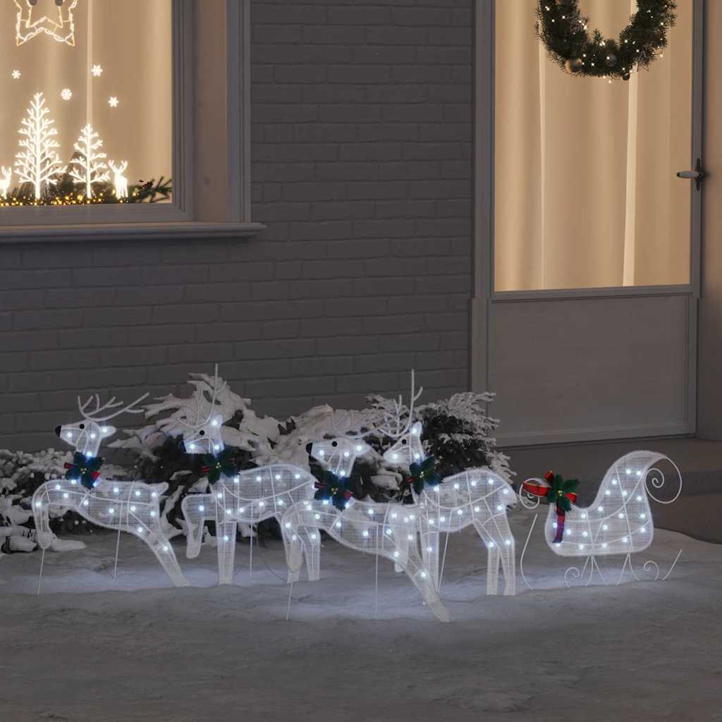 LED Reindeers 5 pcs White Fabric
