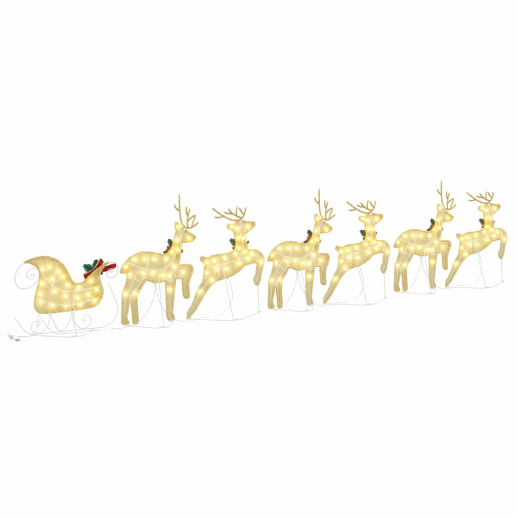 LED Reindeers 7 pcs Gold Fabric