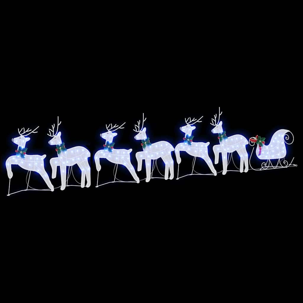 LED Reindeers 7 pcs White Fabric