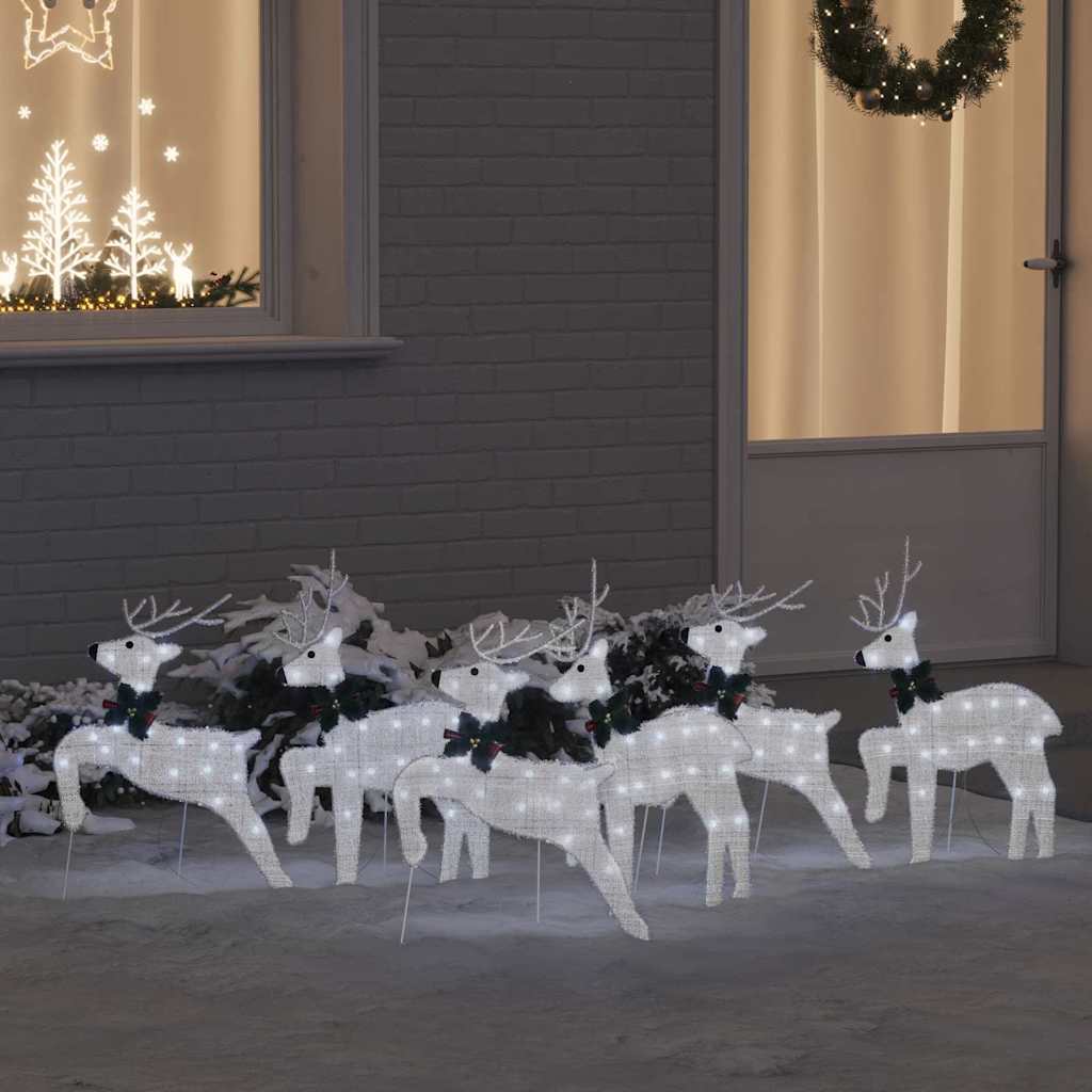 LED Reindeers 6 pcs Silver Fabric