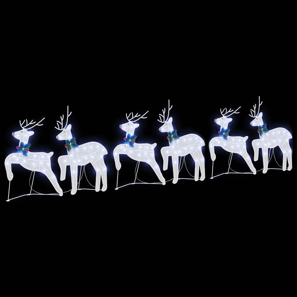 LED Reindeers 6 pcs White Fabric